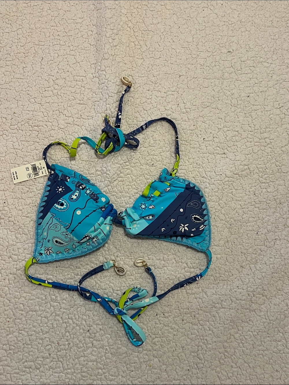 Kids Blue Bandana-Print Triangle Bikini Top - Unknown Brand